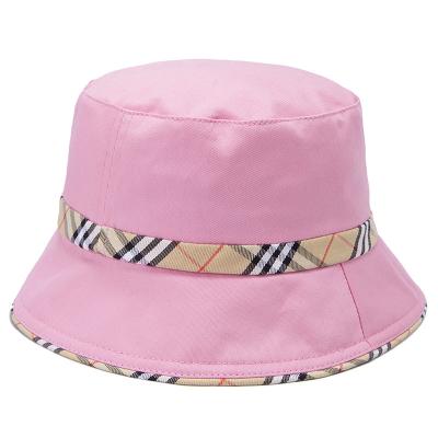 China Pink Parasol RTS Fashion Girls Sun Hat Customized Cotton Bucket Hat for sale