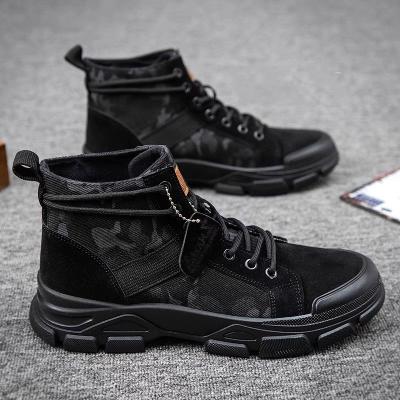 China 2021 Retro High Top Men's Shoes Breathable Upper Workwear Boots Jeans Outdoor Non-slip Sports Shoes for sale