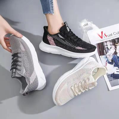 China Fashion Trend Fly Knit Shoes For Women New Styles Flat Shoes For Woman for sale