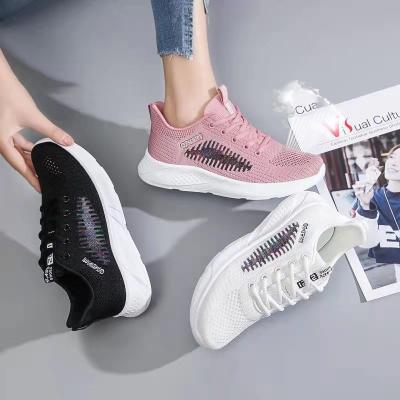 China Fashion Trend Women Shoes 2021 Fly Knit Wholesale Casual Sneakers Woman Flat Shoes for sale