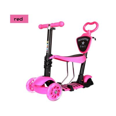 China Adjustable Handle+seat+lazyback+hand 5 slap wheel in1 three wheel kick scooter for sale