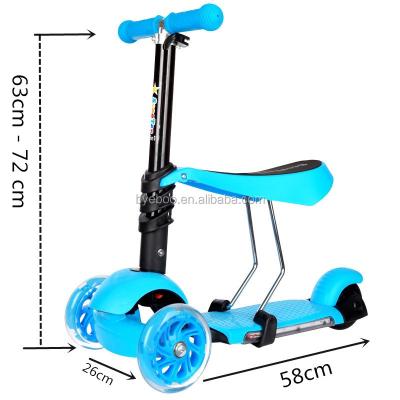 China 3 in 1 Wholesale 2019 High Quality Cheap With PU Baby Scooter Snap 3 Wheel Removable 3 In 1 Baby Kids Scooter for sale