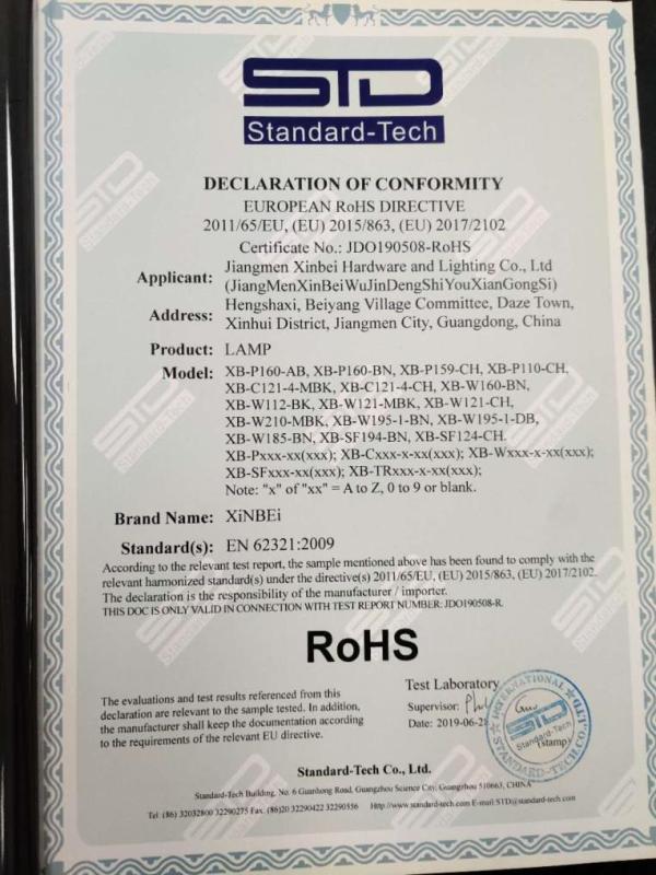 RoHS - Jiangmen Xinbei Hardware And Lighting Co., Ltd.