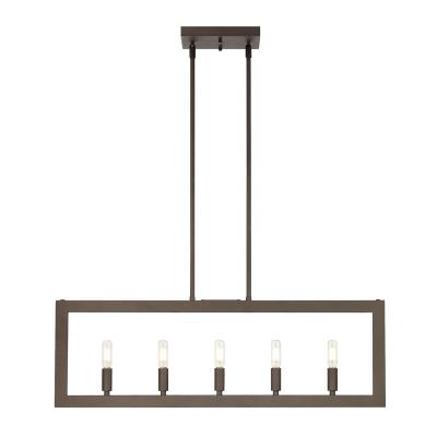 China New Design Contemporary Light 5 Bulb Iron Cage Light Brown Linear Bare Dark Modern Chandelier Pendant Lights for sale