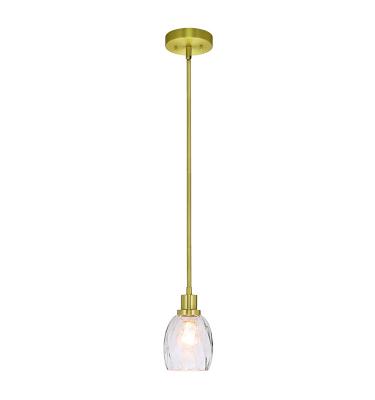 China Wholesale Clear Glass Mini Pendant Light Ceiling Vintage Satin Round Brass Modern Chandelier Fixture for sale