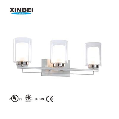 China Factory Modern Wall Lamp Brushed Nickel Modern 3 Light Bathroom Vanity Lighting for sale