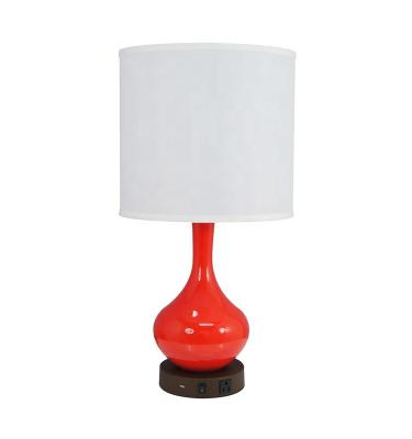 China Modern Decorative Resin Table Lamp Hotel Desk Lamps Bedroom Reading Light With USB And Outlet for sale