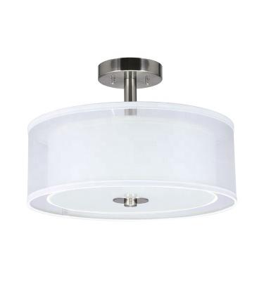 China Suspended Modern Semi Flush Mount Light , Light Brushed Nickel 3 Drum Beside Ceiling Light for sale