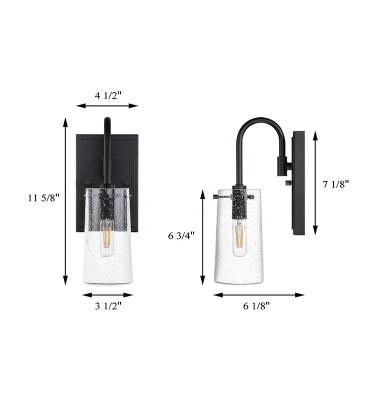 China Simple Modern Matte Black E12 LED Glass Bulb Wall Sconce Lamp Modern Wall Light Clear for sale