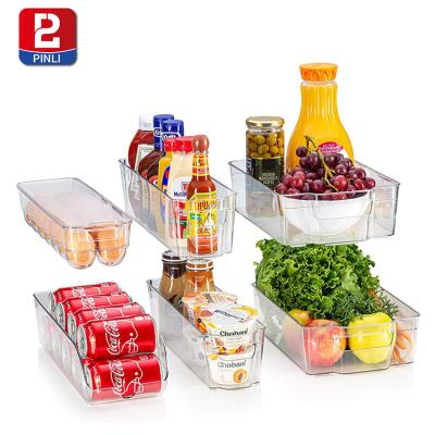 China Viable Hot Seller Various Designs Plastic PET Clear Transparent Fridge Organizer Sundries Refrigerator Storage for sale