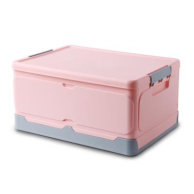 China Viable Durable Collapsible Box Plastic Stackable Collapsible Storage Box With Lid Folding Storage Bins for sale