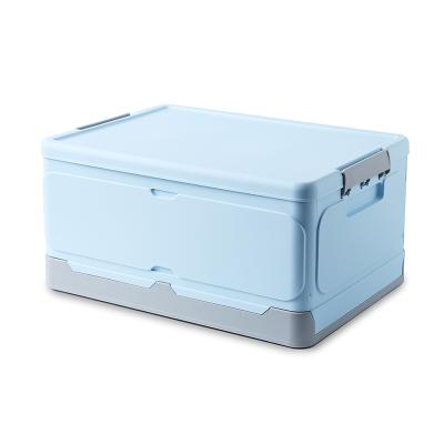 China Viable Durable Collapsible Box Plastic Stackable Collapsible Storage Box With Lid Folding Storage Bins for sale