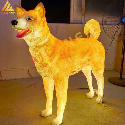 China Lifelike Europe Fiberglass Illuminated Luminous Fiberglass Marine Life Animal Sculpture Decorated Dog Sculpt for sale