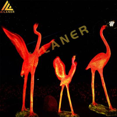 China Europe resin light home decoration personalized crafts fiberglass luminescence flamingo sculpture for sale