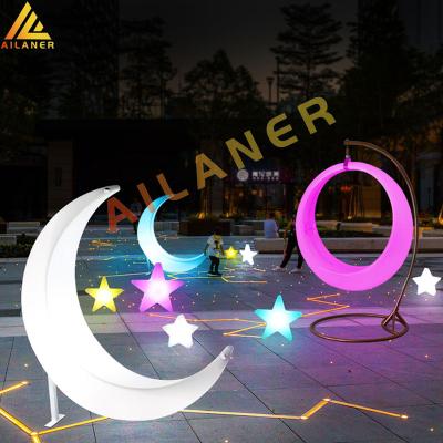 China Handmade For Outdoor Park Garden Swing Children's Playground Rocking Chair Ring Led Moon Hanging Swing for sale