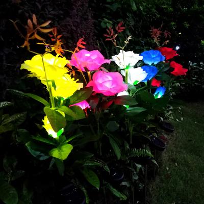 China Solar Lawn Rose Solar Panels Light Outdoor Waterproof Garden Lights Decorated Solar Patio Path LED Lawn Lights for sale