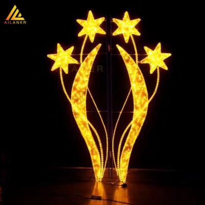 China Alaner Engineering Handmade Customization Ip44 Christmas Star Shape Waterproof Decoration Poles Led Pattern Lights for sale