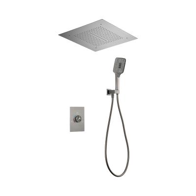 China Wholesale Wall Mounted 2 Way Slide Bar Function Concealed Concealed Square Shower Set Hot Cold Water Mixer Brushed for sale