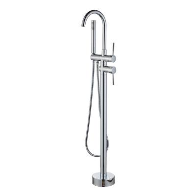 China With Mixer Tap 2 Way Bathtub Water Slide Bar Hot And Cold Mixing Faucet With Hand Shower Handle Double Floor Standing Chrome Brass Faucet for sale