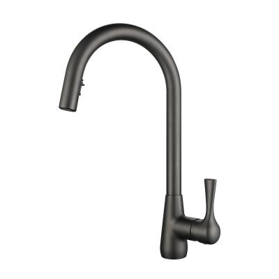 China Modern 304 Stainless Steel Water Tap Sense Faucet Black Kitchen Faucets Brass Pull Out Sprayer Kitchen Mixer Sink Faucets for sale