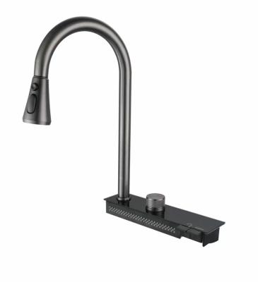 China New Design 304 Sense Faucets Digital Display Waterfall Piano Key Multifunction Kitchen Faucet for sale