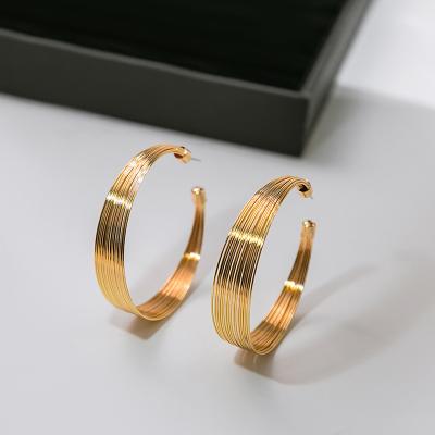 China C Shaped Exaggerated Multilayer Earring C Shaped brushed Individual Earrings Gold Plated Earrings for Women for sale