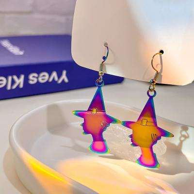 China Halloween Earrings New Halloween Earrings Halloween Witch Earrings Gradient Electroplated Earrings for sale