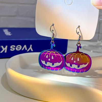 China Halloween Earrings New Halloween Earrings Halloween Pumpkin Head Earrings Gradient Electroplated Earrings for Woman for sale