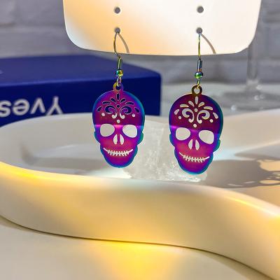 China Halloween Earrings New Halloween Earrings Halloween Skull Earrings Gradient Electroplated Earrings for Woman for sale