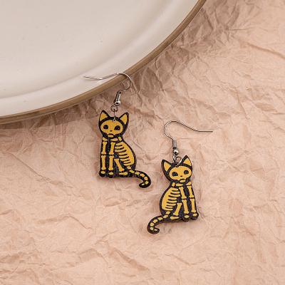 China Halloween Earrings Cartoon Halloween Earrings Funny Personality Skeleton Cat Earrings for sale