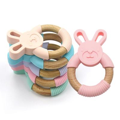 China 2022 Hot Selling Soft Toy Baby Chewing Bpa Teether Ring Baby Silicone Teeth Infant Teething Silicone Rabbit Chew Teether For Baby Toy for sale