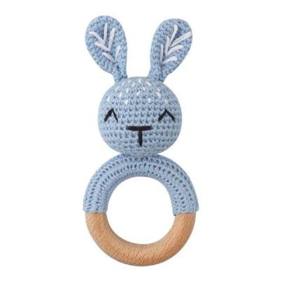 China Amigurumi Crochet Baby Toy Stuffed Animal Handmade Dolls Mini Easter Bunny Musical Wooden Toy Rabbit Teether Customized Logo Baby Teether for sale