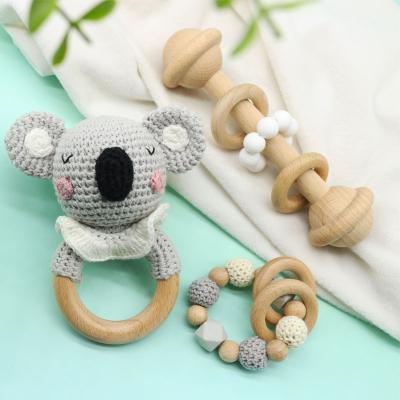 China Musical Bell Baby Toddler Kids Teether Ring Rattle Toy for Kids DIY Crochet Toy Cora Animal Molars Baby Kit for sale