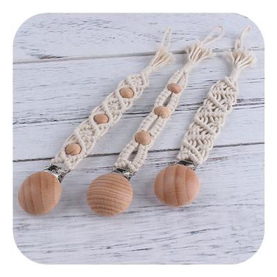 China Soft Toy Hot Sale Baby Pacifier Chain Clip Gift Set Macrame Sublimation Cotton Handmade Pacifier Chain Teething Macrame for sale