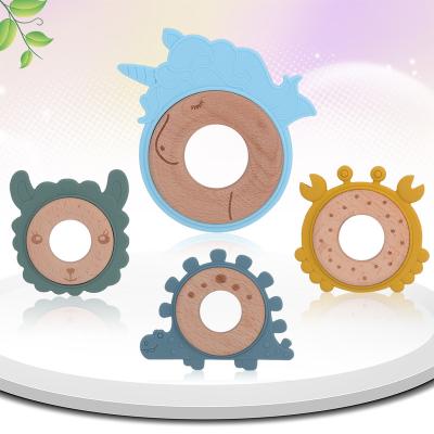 China Wholesale freebaby teething toys custom BPA Toy Baby silicone teether baby food grade teething toy soft molar beech wood teether for sale