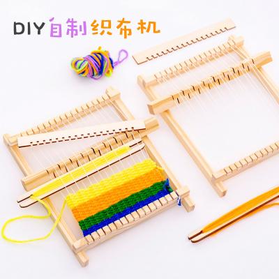 China Funny Educational Toy Amazon Ebay Hot Sale Kids Diy Wooden Blankets Upholster Weaving Machines Toys Beginner Yarn Scarf Weaving Machine Loom for sale