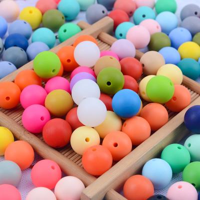 China Wholesale 15mm Round Soft Silicone Beads 100% Food Grade Bpa Free Silicone Teething Beads For Jewelry DIY Silicone Ring Beads for sale