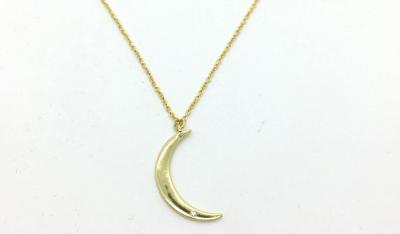 China Customized  925 Sterling Silver Charm Necklace Pave CZ Crescent Moon Pendant for sale