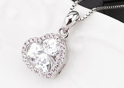 China Austra Crystal Sterling Silver Heart Necklace Color Zircon Paved For Valentine's Gift for sale