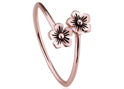 China Simple Design Sterling Silver Rings , Silver Adjustable Rings With Plumeria Flower Free Size for sale