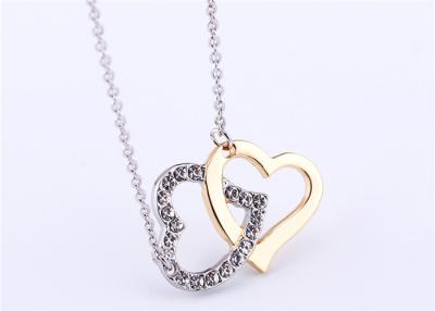 China Removable Silver Two Tones Double Heart  Pendant Necklace 2.3g For Love for sale