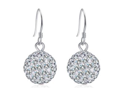 China Nickle Free Customized Sterling Silver Jewelry Paved CZ Silver Ball Dangle Earrings for sale