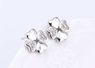 China Handmade Polished Sterling Silver Earring , Petal Heart Stud Earrings for sale