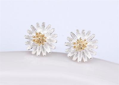 China Chrysanthemum Earring Sterling Silver Stud Earrings Women Gold Silver Lovely Trendy for sale