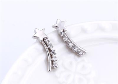 China Popular Ladies Sterling Silver Cuff Earrings CZ Curved Ear Crawler for sale