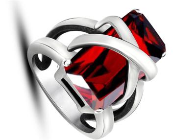 China Latest Design Jewelry Punk Rock Red Stone Rings Non - Allergic For Women / Party for sale