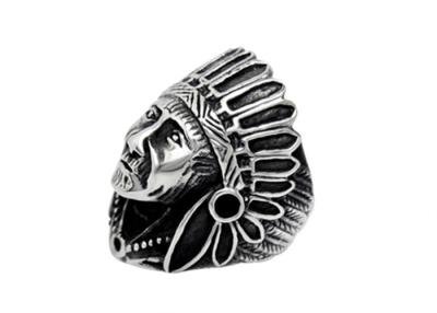 China Never Fade SS Indian Chief Ring , Jostens Punk Rock Rings For Unisex for sale