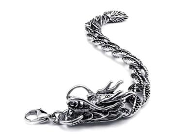 China Antique Finish Stainless Steel Bangle Bracelets Mens Dragon Jewelry For Party for sale