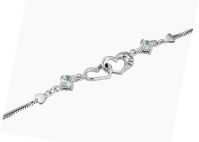 China Fashion Sterling Silver Bracelets Two Hearts Connected With Stone Chain Bracelet for sale