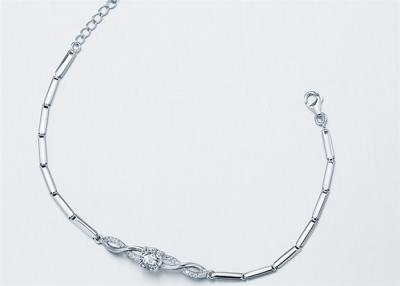 China Shiny Fashion Charm Sterling Silver Bangle Bracelet Crystal Chain Link Bracelet for sale